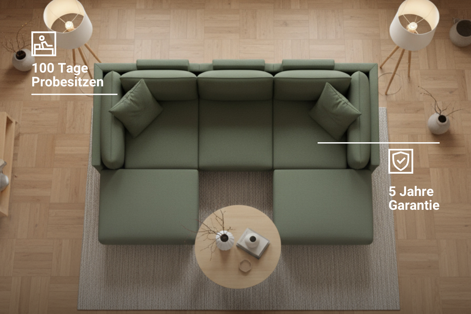 Sofá modular en U Donna con función de cama