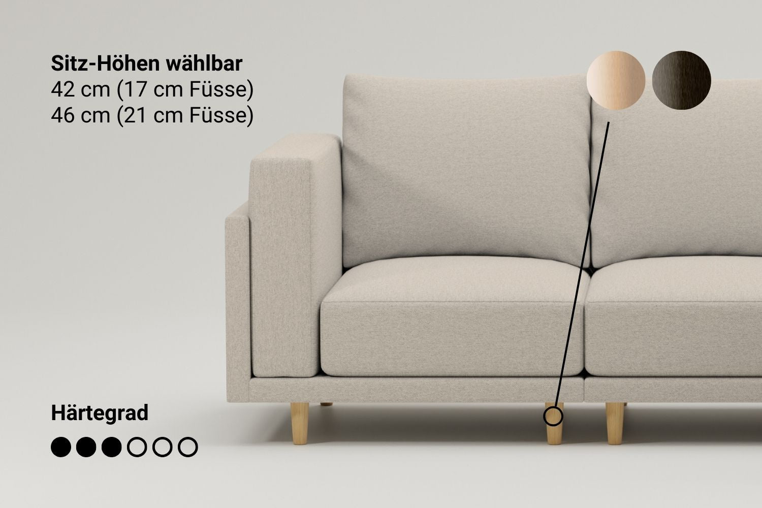 Outlet - Modulares Sofa Donna U mit Schlaffunktion - Stoff Creme Molilla