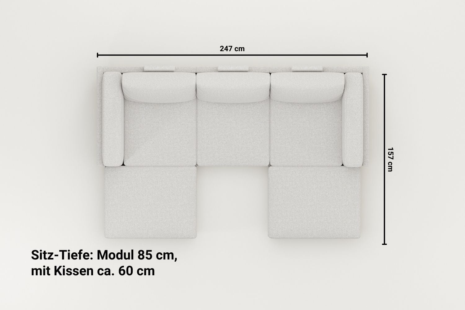 Outlet - Modulares Sofa Donna U mit Schlaffunktion - Stoff Creme Molilla