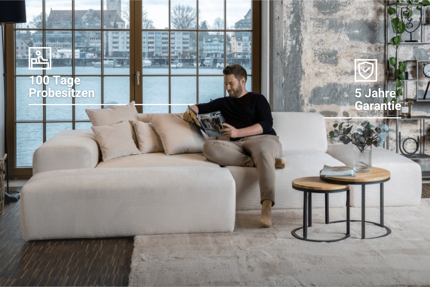 Modulares Ecksofa Nina 4-Sitzer mit Schlaffunktion