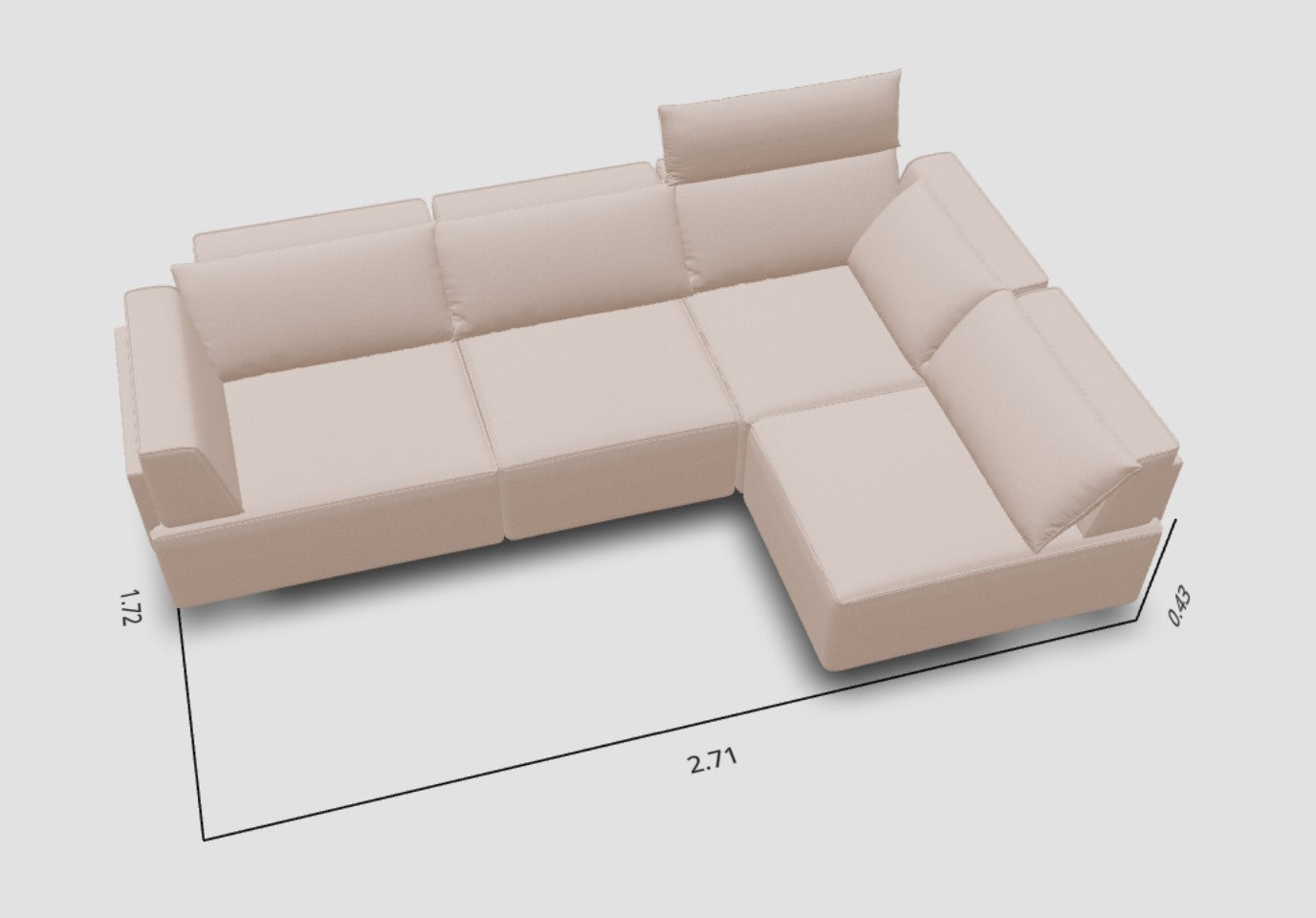 Outlet - Modulares Sofa Louis 4-Sitzer mit Schlaffunktion - Showroom München