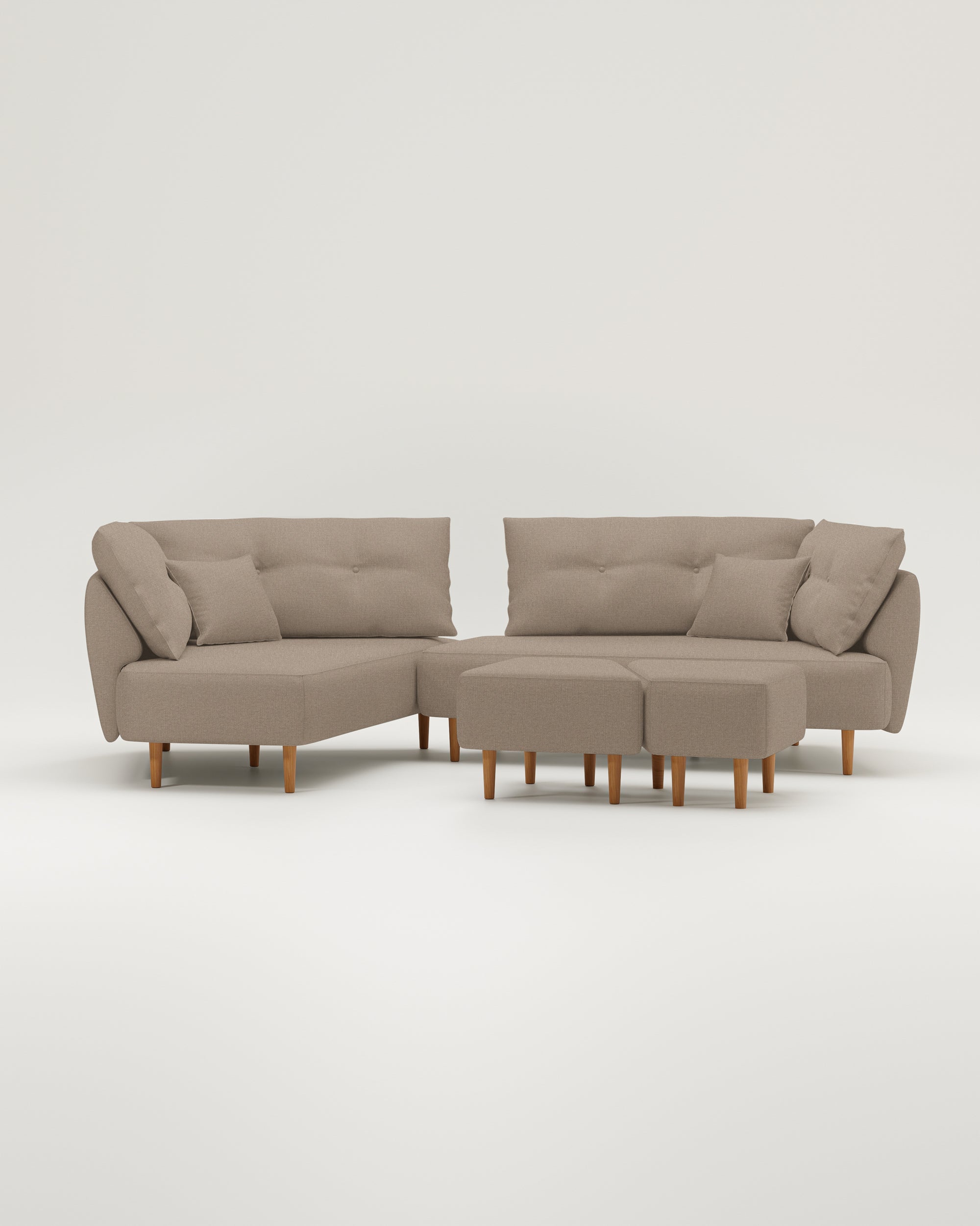 Modulares Sofa Mike mit Schlaffunktion - Stoff Nova Cappuccino - Individuell Wolfgang