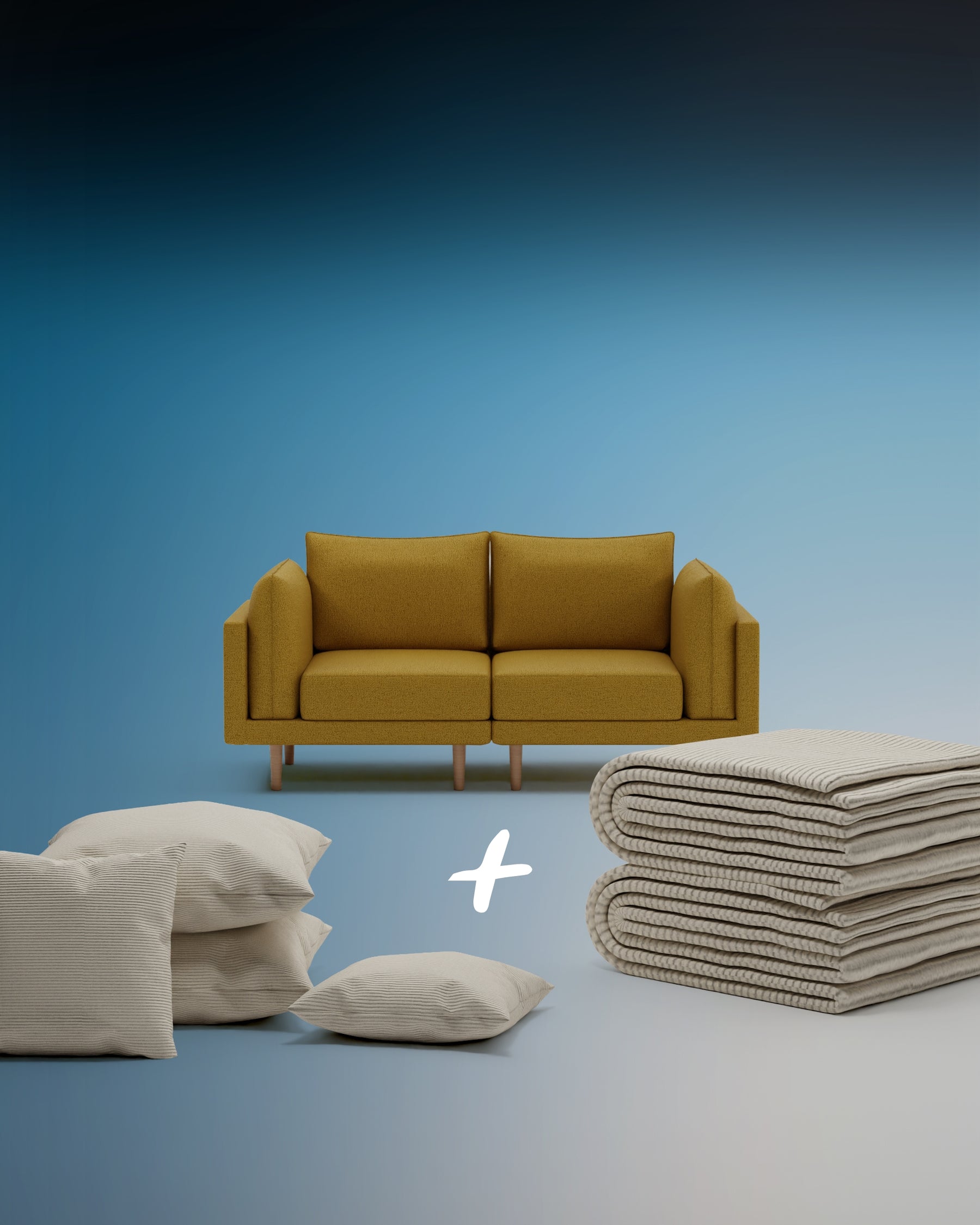 Modulares Sofa Donna 2-Sitzer mit Schlaffunktion 3 in 1 Set