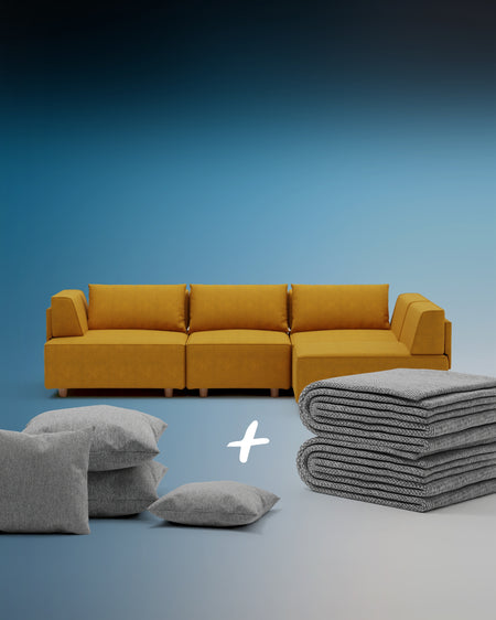 Modulares Sofa Louis 4-Sitzer mit Schlaffunktion 3 in 1 Set