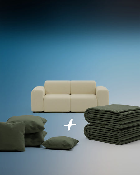 Modulares Sofa Nina 2-Sitzer mit Schlaffunktion 3 in 1 Set