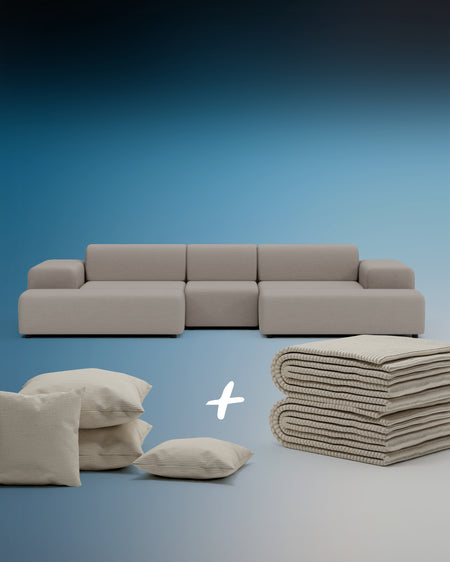 Modulares Sofa Nina U-Form / Wohnlandschaft mit Schlaffunktion 3 in 1 Set