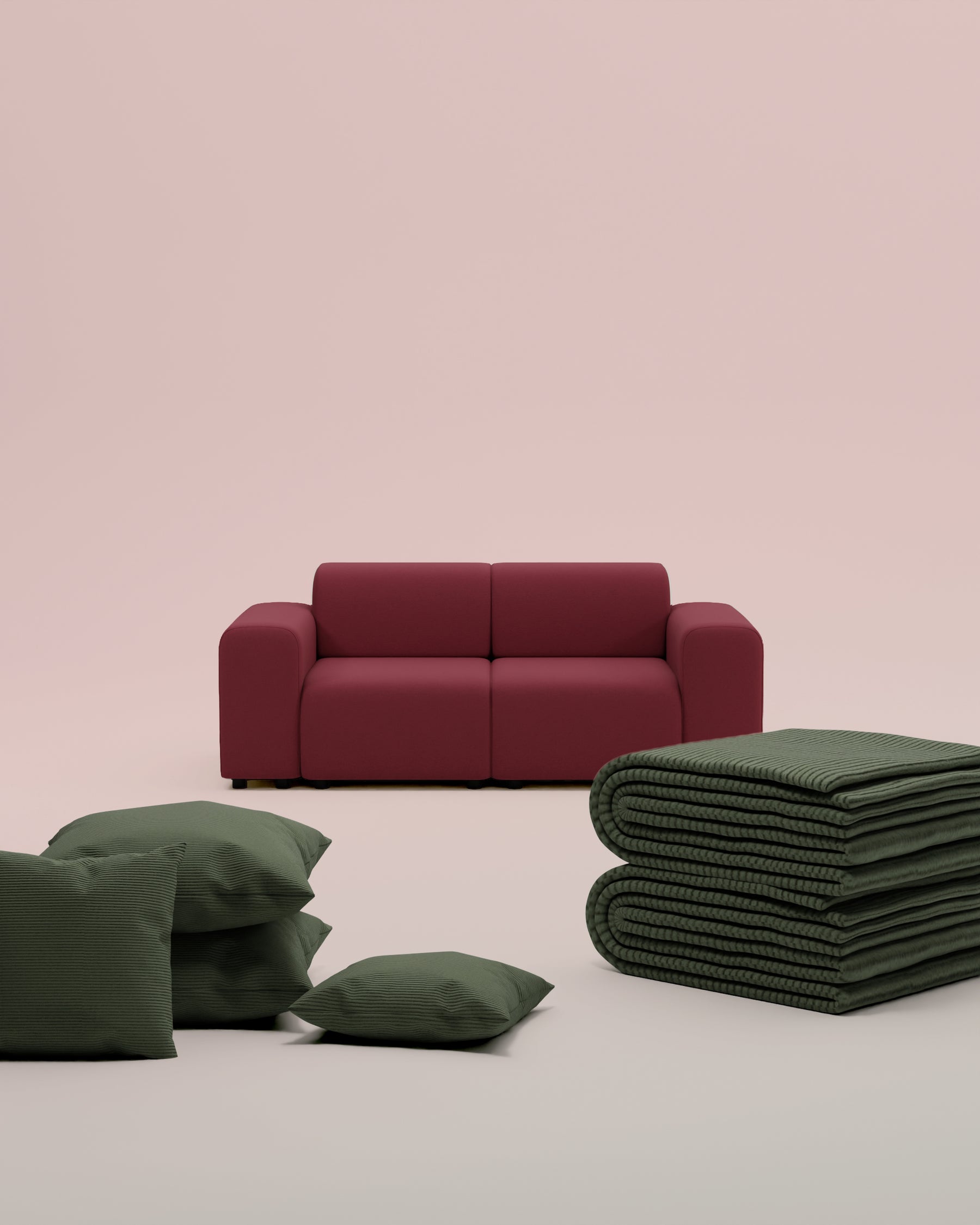 3 in 1 Set Modulares Sofa Nina 2-Sitzer mit Schlaffunktion