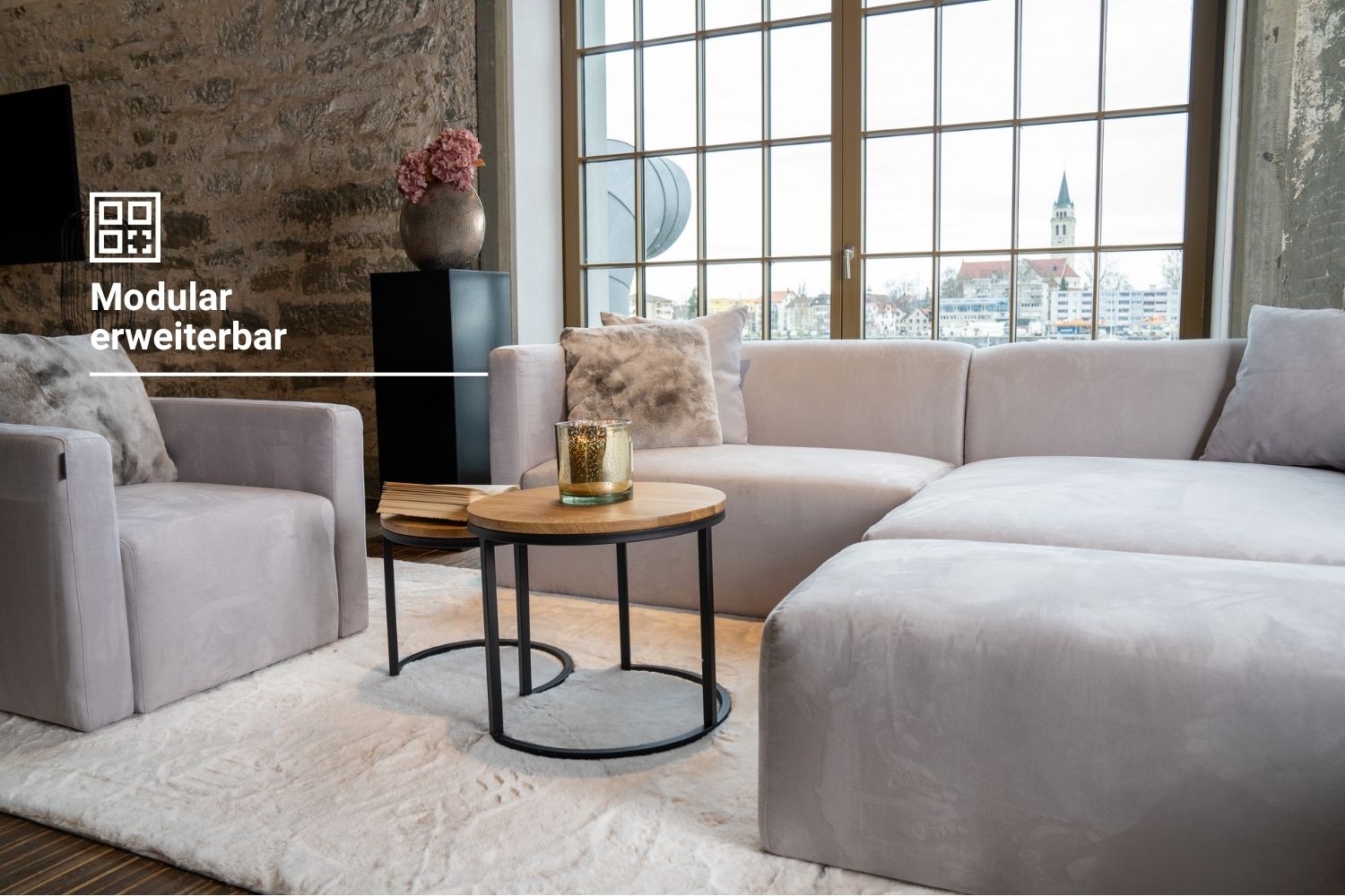 Sofá modular Paula M con función de cama