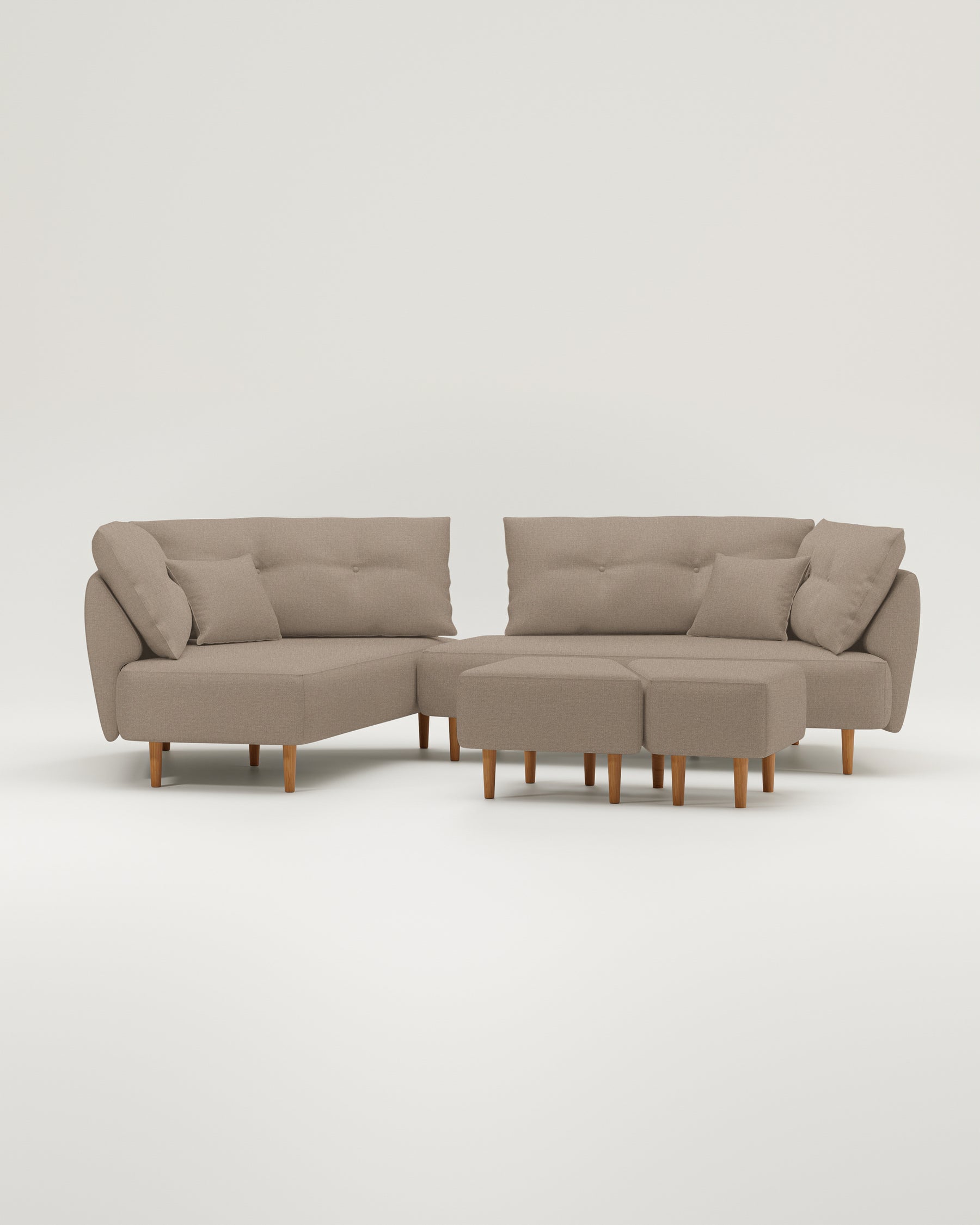 Modulares Sofa Mike mit Schlaffunktion - Stoff Nova Cappuccino - Individuell Wolfgang