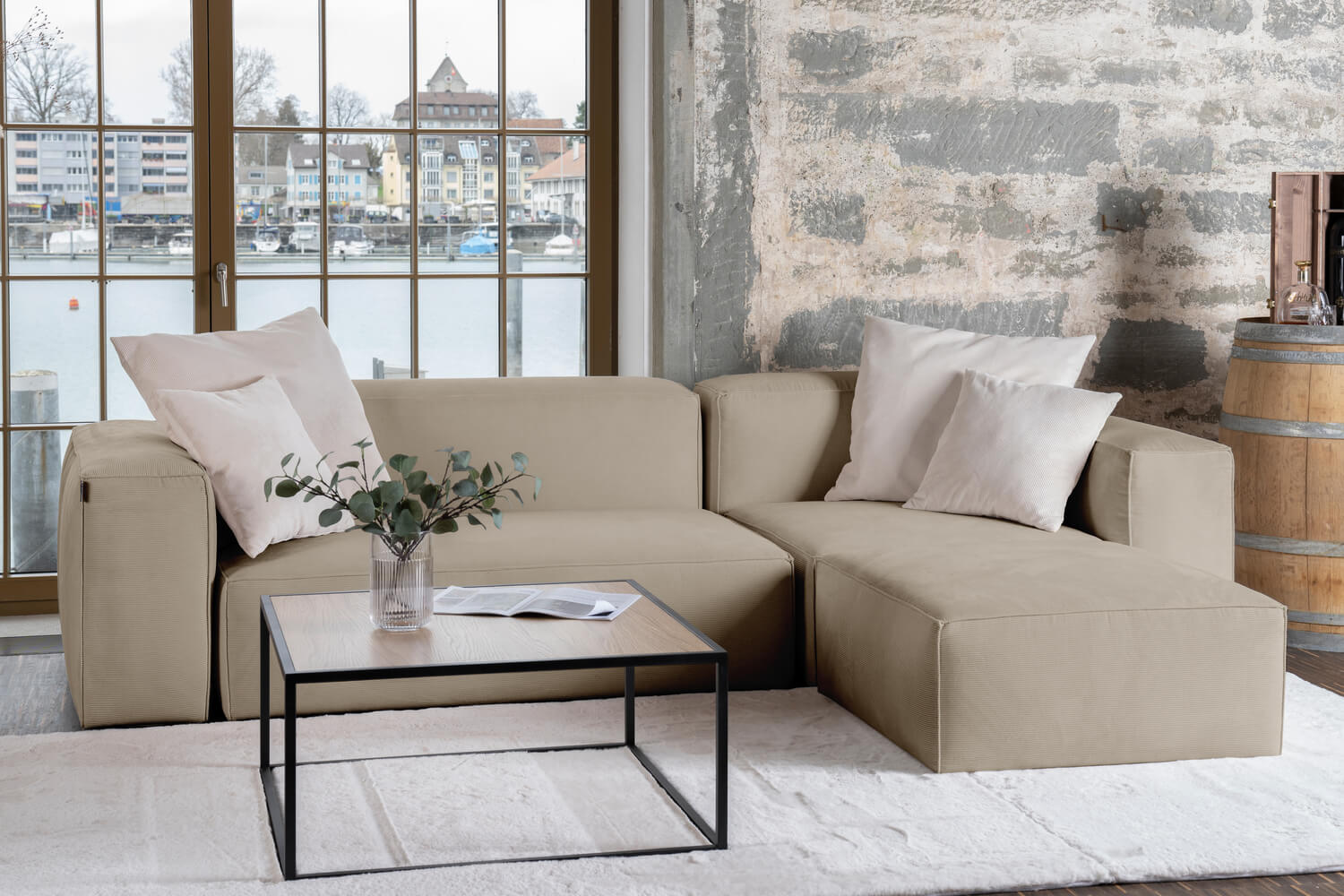 Outlet - Modulares Sofa Harvey L mit Schlaffunktion (toffee cord)