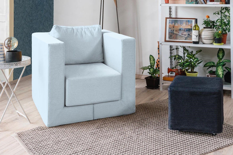 Modularer Sofa-Sessel Alex mit Schlaffunktion - Pastel-Blau-Mollia - Livom