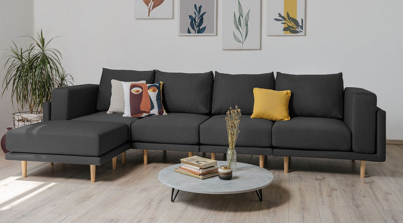 Modulares Sofa Donna XL mit Schlaffunktion - Anthrazit-Mollia - Livom