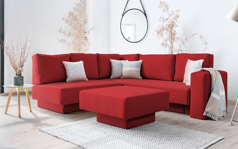Modulares Sofa Jessica mit Schlaffunktion - Rot-Velare - Livom