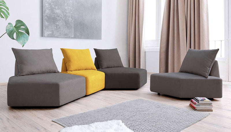 Modulares Sofa Katrina mit Schlaffunktion - Zitronengelb-Mollia - Livom